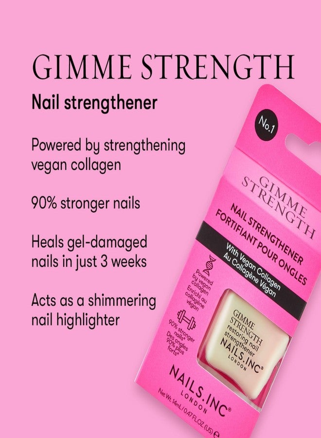 Nails Inc Gimme Strength Nail Treatment, Restoring Strengthener, Vegan Collagen, Shimmering Nail Highlighter, Durable & Strong Nails, Promote Nail Health, Cruelty Free, Vegan. 0.47 Fl Oz - Image 3